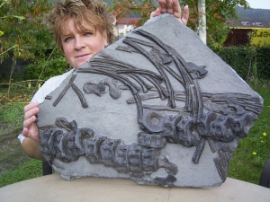 Große Ichthyosaurier- Knochen-Platte